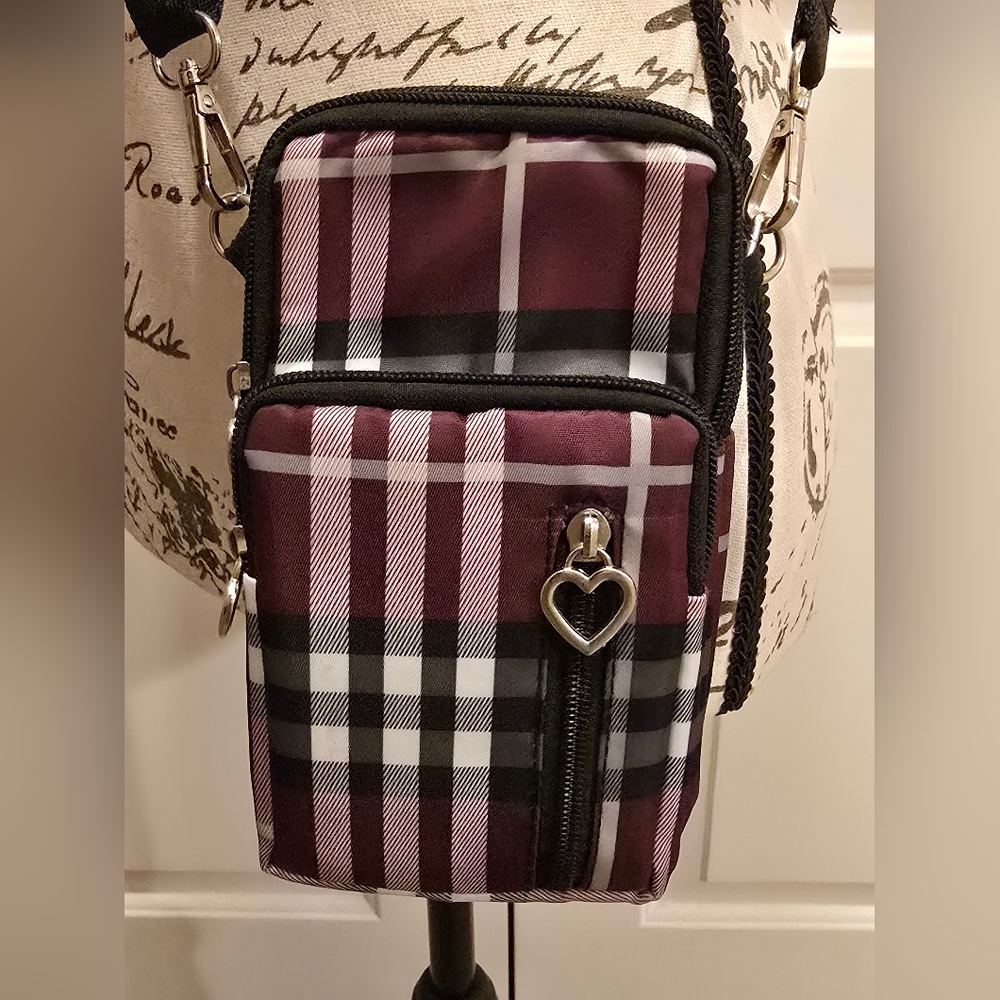 Crossbody Bag Small Burgundy/Black/Gray/White